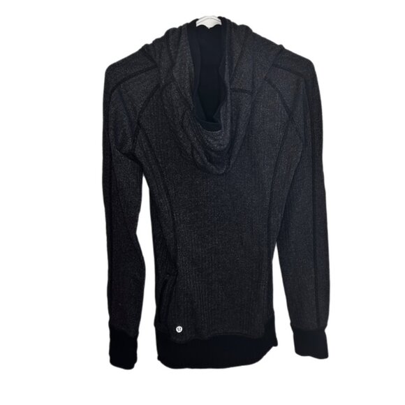 Lululemon Think Fast Hoodie Heathered Herringbone Pullover Black/Black Size 6 - Picture 8 of 12